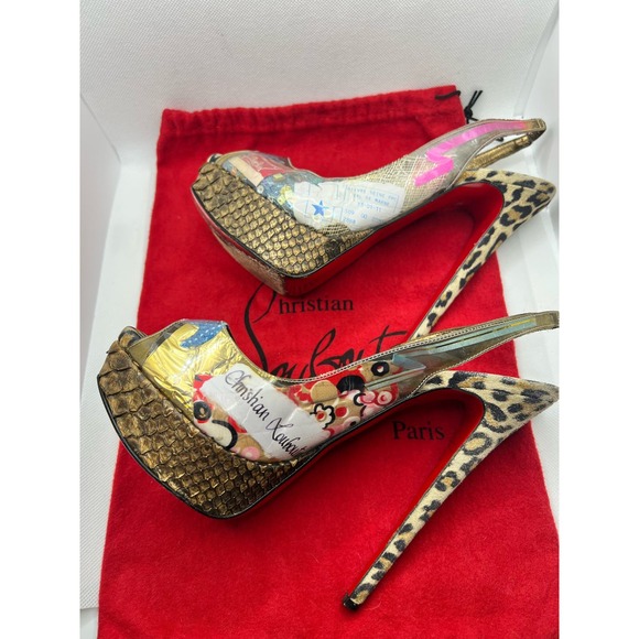 Christian Louboutin Winter Euro Trash Heels 150 PVC/Suede Leopard EU 37.5 7.5 - Picture 12 of 14